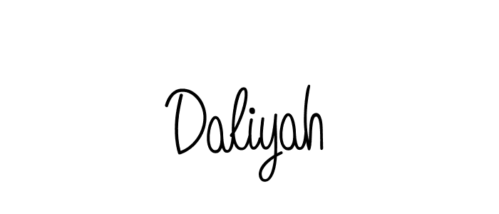 Use a signature maker to create a handwritten signature online. With this signature software, you can design (Angelique-Rose-font-FFP) your own signature for name Daliyah. Daliyah signature style 5 images and pictures png
