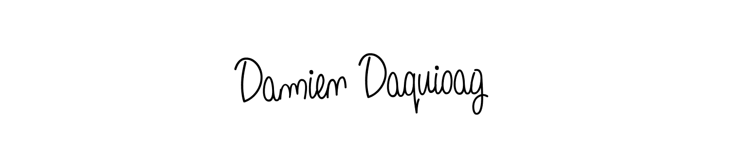 You should practise on your own different ways (Angelique-Rose-font-FFP) to write your name (Damien Daquioag) in signature. don't let someone else do it for you. Damien Daquioag signature style 5 images and pictures png