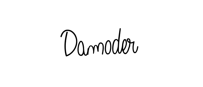 Make a beautiful signature design for name Damoder. With this signature (Angelique-Rose-font-FFP) style, you can create a handwritten signature for free. Damoder signature style 5 images and pictures png