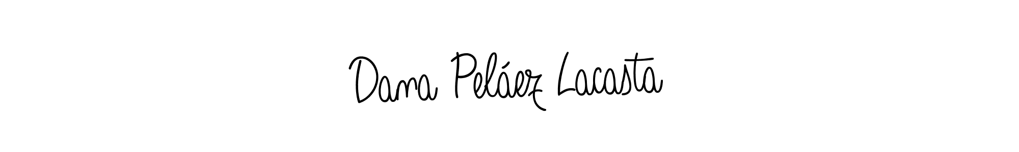 The best way (Angelique-Rose-font-FFP) to make a short signature is to pick only two or three words in your name. The name Dana Peláez Lacasta include a total of six letters. For converting this name. Dana Peláez Lacasta signature style 5 images and pictures png