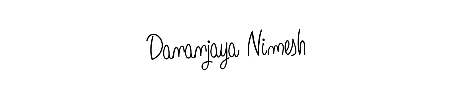 You should practise on your own different ways (Angelique-Rose-font-FFP) to write your name (Dananjaya Nimesh) in signature. don't let someone else do it for you. Dananjaya Nimesh signature style 5 images and pictures png