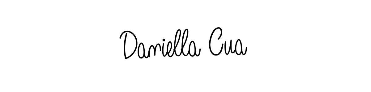 You should practise on your own different ways (Angelique-Rose-font-FFP) to write your name (Daniella Cua) in signature. don't let someone else do it for you. Daniella Cua signature style 5 images and pictures png