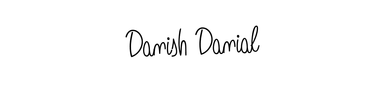 Use a signature maker to create a handwritten signature online. With this signature software, you can design (Angelique-Rose-font-FFP) your own signature for name Danish Danial. Danish Danial signature style 5 images and pictures png