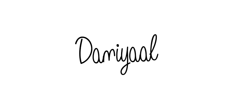 Use a signature maker to create a handwritten signature online. With this signature software, you can design (Angelique-Rose-font-FFP) your own signature for name Daniyaal. Daniyaal signature style 5 images and pictures png