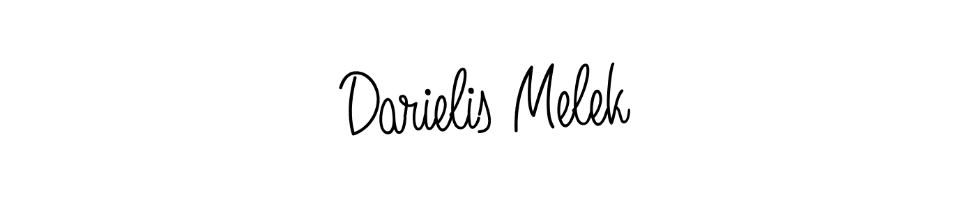 You should practise on your own different ways (Angelique-Rose-font-FFP) to write your name (Darielis Melek) in signature. don't let someone else do it for you. Darielis Melek signature style 5 images and pictures png
