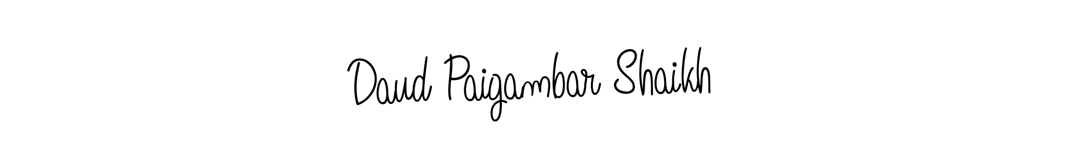 Use a signature maker to create a handwritten signature online. With this signature software, you can design (Angelique-Rose-font-FFP) your own signature for name Daud Paigambar Shaikh. Daud Paigambar Shaikh signature style 5 images and pictures png