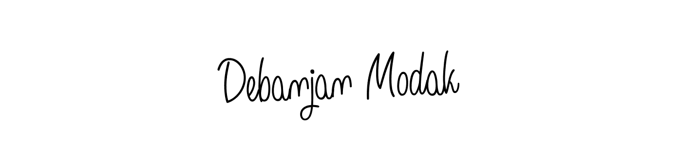 You should practise on your own different ways (Angelique-Rose-font-FFP) to write your name (Debanjan Modak) in signature. don't let someone else do it for you. Debanjan Modak signature style 5 images and pictures png