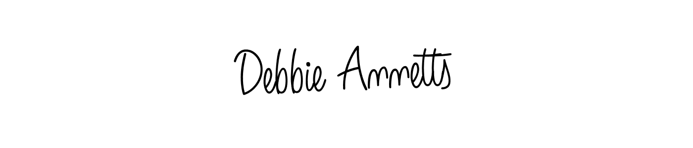The best way (Angelique-Rose-font-FFP) to make a short signature is to pick only two or three words in your name. The name Debbie Annetts include a total of six letters. For converting this name. Debbie Annetts signature style 5 images and pictures png