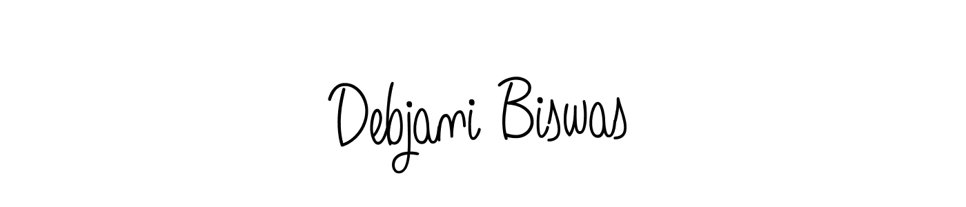 The best way (Angelique-Rose-font-FFP) to make a short signature is to pick only two or three words in your name. The name Debjani Biswas include a total of six letters. For converting this name. Debjani Biswas signature style 5 images and pictures png