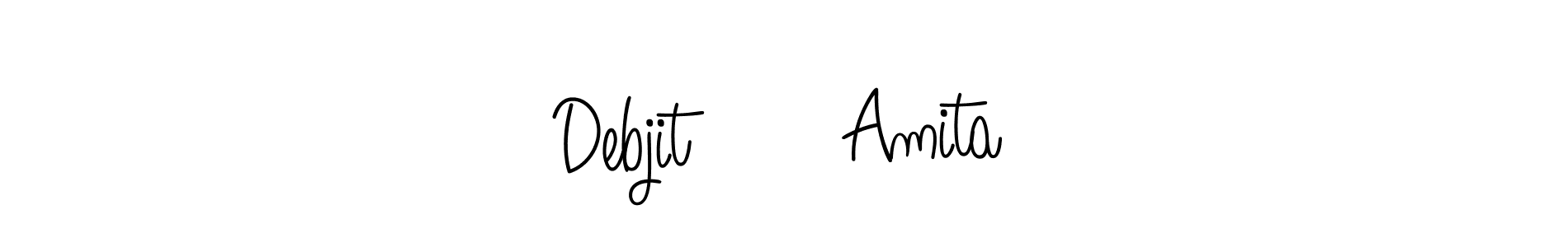 Make a beautiful signature design for name Debjit ❤️ Amita. With this signature (Angelique-Rose-font-FFP) style, you can create a handwritten signature for free. Debjit ❤️ Amita signature style 5 images and pictures png