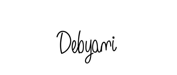 Use a signature maker to create a handwritten signature online. With this signature software, you can design (Angelique-Rose-font-FFP) your own signature for name Debyani. Debyani signature style 5 images and pictures png