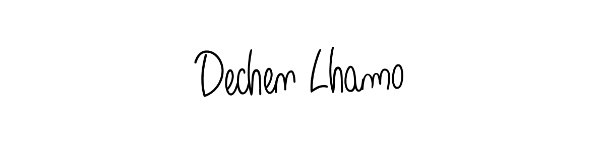 Make a beautiful signature design for name Dechen Lhamo. With this signature (Angelique-Rose-font-FFP) style, you can create a handwritten signature for free. Dechen Lhamo signature style 5 images and pictures png