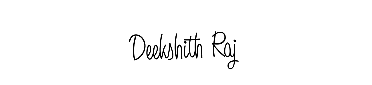 Use a signature maker to create a handwritten signature online. With this signature software, you can design (Angelique-Rose-font-FFP) your own signature for name Deekshith Raj. Deekshith Raj signature style 5 images and pictures png