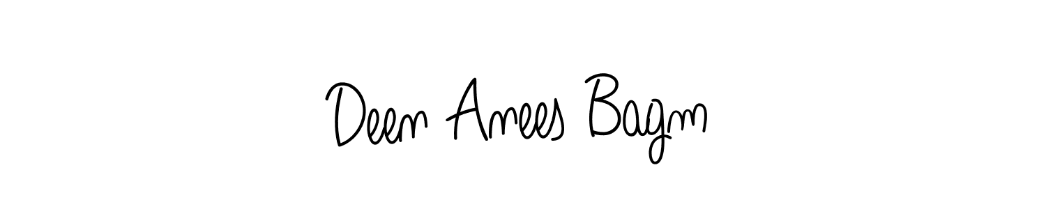 You should practise on your own different ways (Angelique-Rose-font-FFP) to write your name (Deen Anees Bagm) in signature. don't let someone else do it for you. Deen Anees Bagm signature style 5 images and pictures png