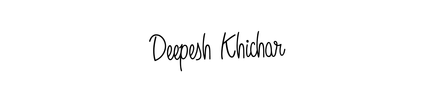 You should practise on your own different ways (Angelique-Rose-font-FFP) to write your name (Deepesh Khichar) in signature. don't let someone else do it for you. Deepesh Khichar signature style 5 images and pictures png