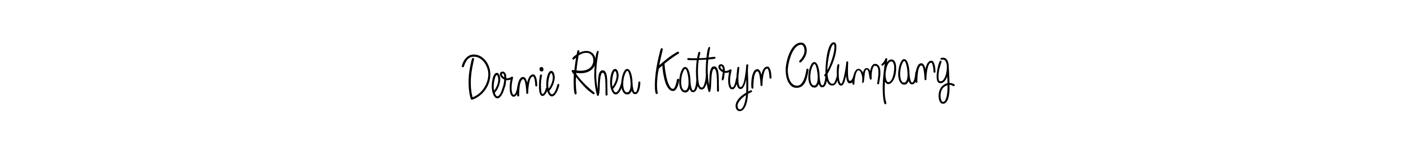 Use a signature maker to create a handwritten signature online. With this signature software, you can design (Angelique-Rose-font-FFP) your own signature for name Dernie Rhea Kathryn Calumpang. Dernie Rhea Kathryn Calumpang signature style 5 images and pictures png