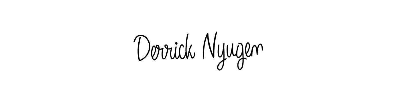 The best way (Angelique-Rose-font-FFP) to make a short signature is to pick only two or three words in your name. The name Derrick Nyugen include a total of six letters. For converting this name. Derrick Nyugen signature style 5 images and pictures png