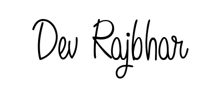 A sleek calligraphic signature for name Dev Rajbhar utilizing Angelique-Rose-font-FFP styling. Great for adding personal signatures to photos and art. Dev Rajbhar signature style 5 images and pictures png