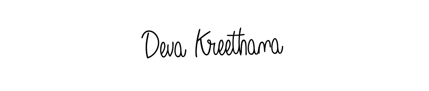 You should practise on your own different ways (Angelique-Rose-font-FFP) to write your name (Deva Kreethana) in signature. don't let someone else do it for you. Deva Kreethana signature style 5 images and pictures png