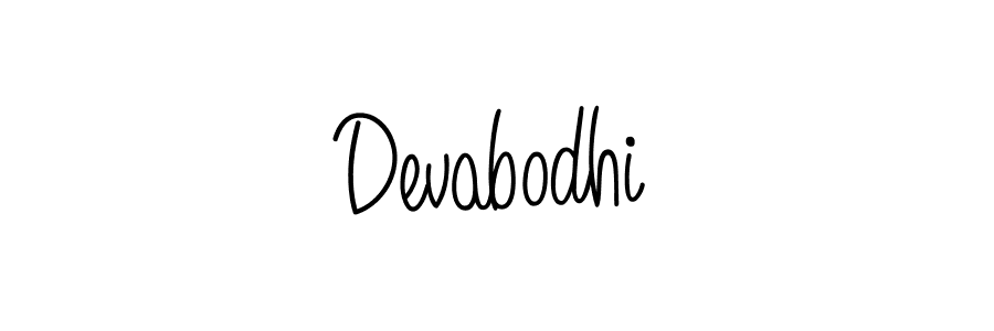 Make a beautiful signature design for name Devabodhi. With this signature (Angelique-Rose-font-FFP) style, you can create a handwritten signature for free. Devabodhi signature style 5 images and pictures png