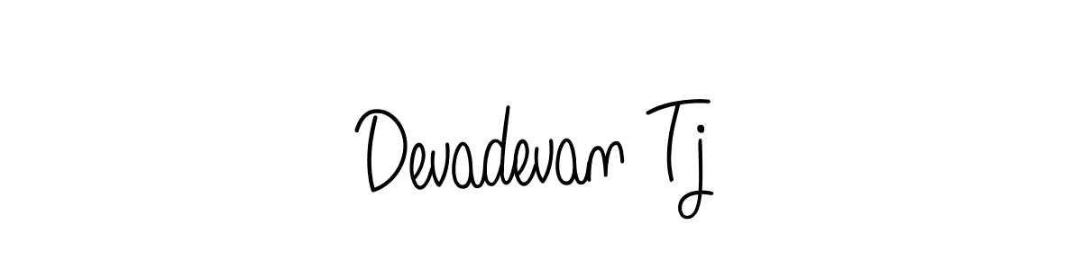 How to make Devadevan Tj name signature. Use Angelique-Rose-font-FFP style for creating short signs online. This is the latest handwritten sign. Devadevan Tj signature style 5 images and pictures png