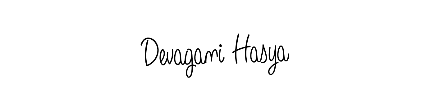 Use a signature maker to create a handwritten signature online. With this signature software, you can design (Angelique-Rose-font-FFP) your own signature for name Devagani Hasya. Devagani Hasya signature style 5 images and pictures png