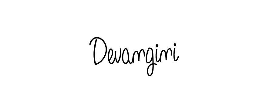 Make a beautiful signature design for name Devangini. With this signature (Angelique-Rose-font-FFP) style, you can create a handwritten signature for free. Devangini signature style 5 images and pictures png