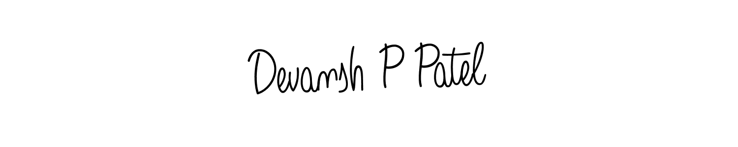 Make a beautiful signature design for name Devansh P Patel. With this signature (Angelique-Rose-font-FFP) style, you can create a handwritten signature for free. Devansh P Patel signature style 5 images and pictures png
