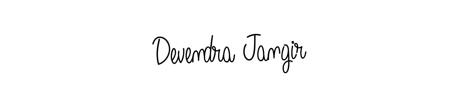 Use a signature maker to create a handwritten signature online. With this signature software, you can design (Angelique-Rose-font-FFP) your own signature for name Devendra Jangir. Devendra Jangir signature style 5 images and pictures png