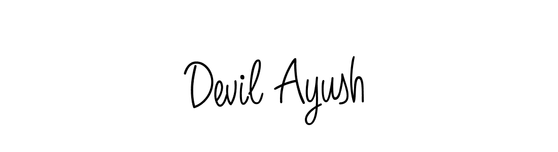 Devil Ayush stylish signature style. Best Handwritten Sign (Angelique-Rose-font-FFP) for my name. Handwritten Signature Collection Ideas for my name Devil Ayush. Devil Ayush signature style 5 images and pictures png