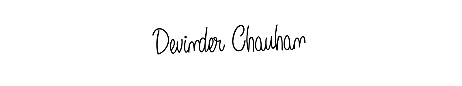 Make a beautiful signature design for name Devinder Chauhan. With this signature (Angelique-Rose-font-FFP) style, you can create a handwritten signature for free. Devinder Chauhan signature style 5 images and pictures png