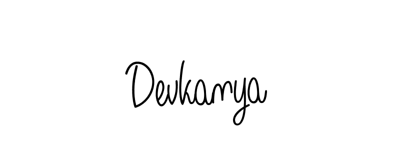 How to make Devkanya name signature. Use Angelique-Rose-font-FFP style for creating short signs online. This is the latest handwritten sign. Devkanya signature style 5 images and pictures png