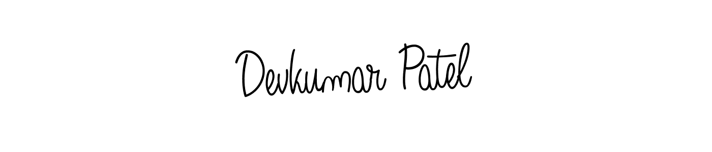 The best way (Angelique-Rose-font-FFP) to make a short signature is to pick only two or three words in your name. The name Devkumar Patel include a total of six letters. For converting this name. Devkumar Patel signature style 5 images and pictures png