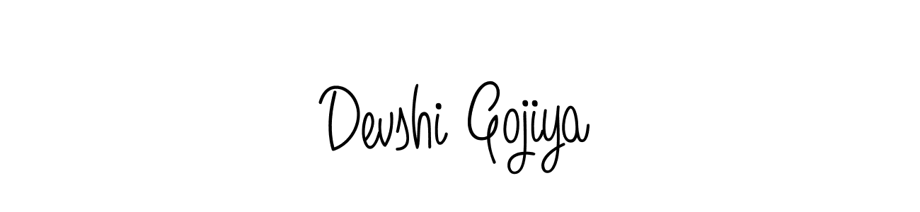 Use a signature maker to create a handwritten signature online. With this signature software, you can design (Angelique-Rose-font-FFP) your own signature for name Devshi Gojiya. Devshi Gojiya signature style 5 images and pictures png