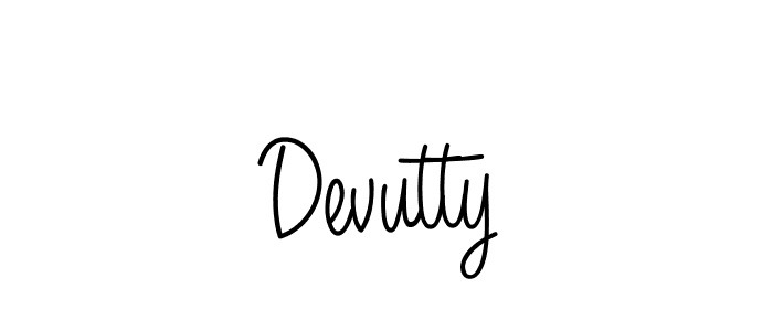 Use a signature maker to create a handwritten signature online. With this signature software, you can design (Angelique-Rose-font-FFP) your own signature for name Devutty. Devutty signature style 5 images and pictures png