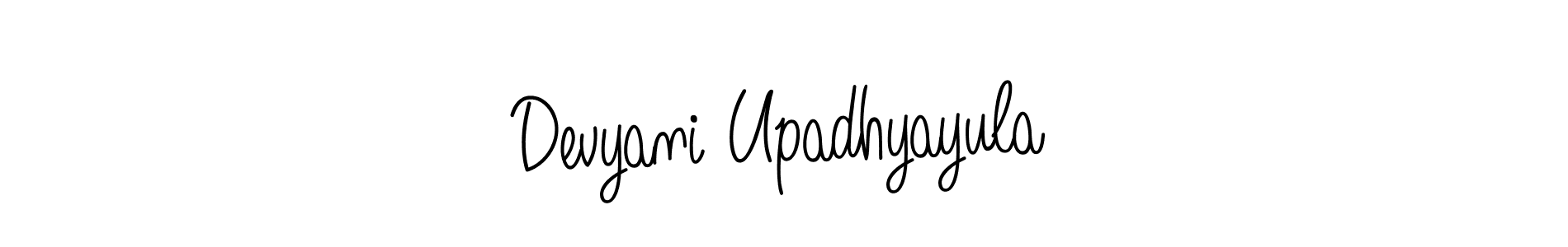 Devyani Upadhyayula stylish signature style. Best Handwritten Sign (Angelique-Rose-font-FFP) for my name. Handwritten Signature Collection Ideas for my name Devyani Upadhyayula. Devyani Upadhyayula signature style 5 images and pictures png