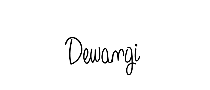 Make a beautiful signature design for name Dewangi. With this signature (Angelique-Rose-font-FFP) style, you can create a handwritten signature for free. Dewangi signature style 5 images and pictures png