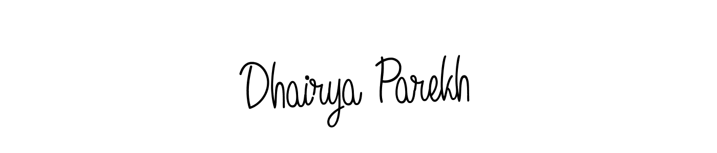 How to make Dhairya Parekh name signature. Use Angelique-Rose-font-FFP style for creating short signs online. This is the latest handwritten sign. Dhairya Parekh signature style 5 images and pictures png