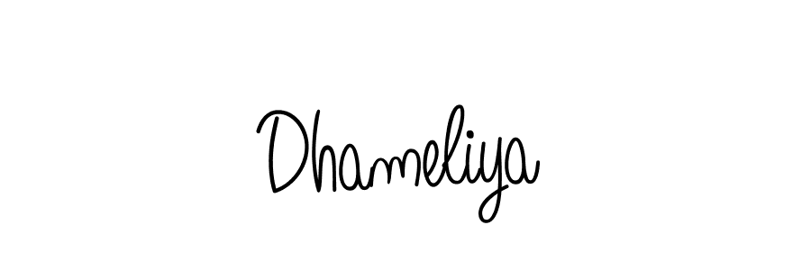 Use a signature maker to create a handwritten signature online. With this signature software, you can design (Angelique-Rose-font-FFP) your own signature for name Dhameliya. Dhameliya signature style 5 images and pictures png