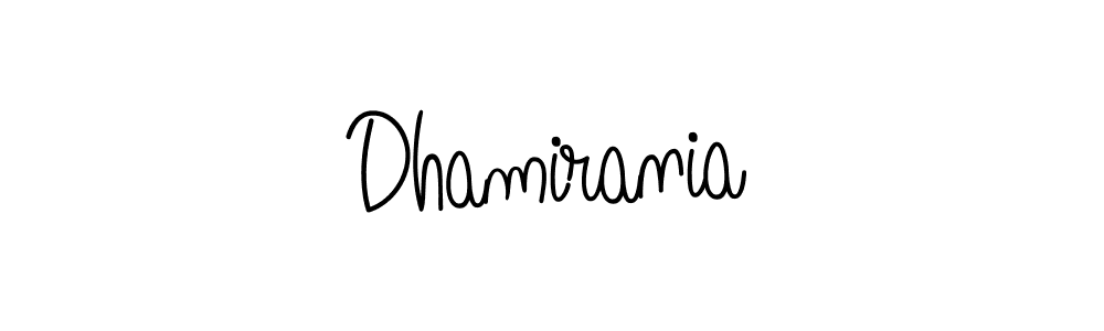 Make a beautiful signature design for name Dhamirania. With this signature (Angelique-Rose-font-FFP) style, you can create a handwritten signature for free. Dhamirania signature style 5 images and pictures png