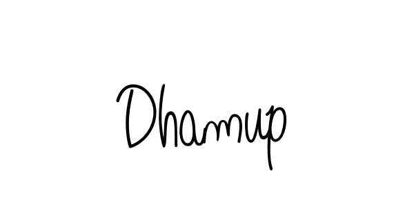 Use a signature maker to create a handwritten signature online. With this signature software, you can design (Angelique-Rose-font-FFP) your own signature for name Dhamup. Dhamup signature style 5 images and pictures png