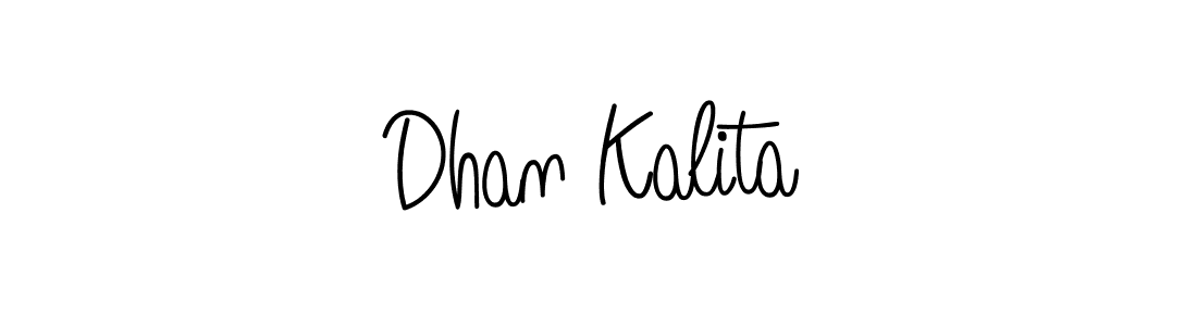 Use a signature maker to create a handwritten signature online. With this signature software, you can design (Angelique-Rose-font-FFP) your own signature for name Dhan Kalita. Dhan Kalita signature style 5 images and pictures png