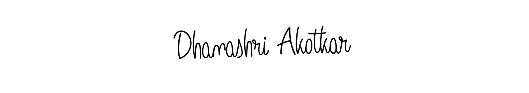 How to make Dhanashri Akotkar name signature. Use Angelique-Rose-font-FFP style for creating short signs online. This is the latest handwritten sign. Dhanashri Akotkar signature style 5 images and pictures png