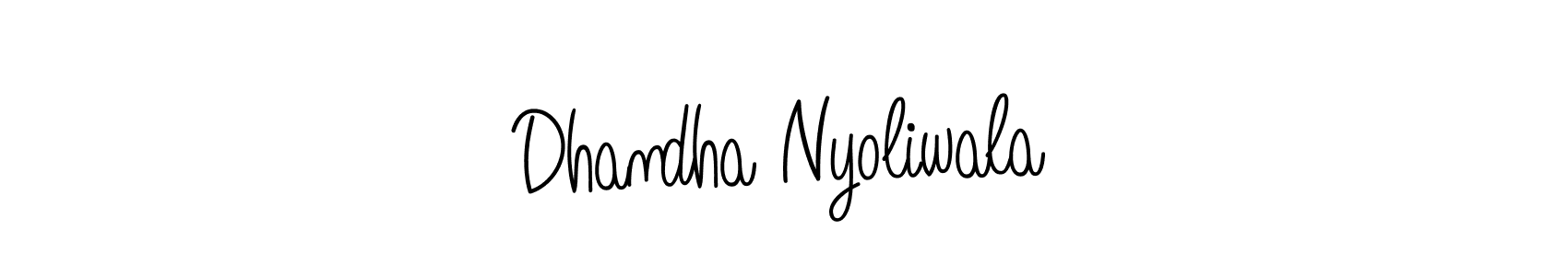 if you are searching for the best signature style for your name Dhandha Nyoliwala. so please give up your signature search. here we have designed multiple signature styles  using Angelique-Rose-font-FFP. Dhandha Nyoliwala signature style 5 images and pictures png