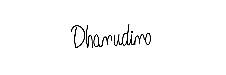 Use a signature maker to create a handwritten signature online. With this signature software, you can design (Angelique-Rose-font-FFP) your own signature for name Dhanudino. Dhanudino signature style 5 images and pictures png