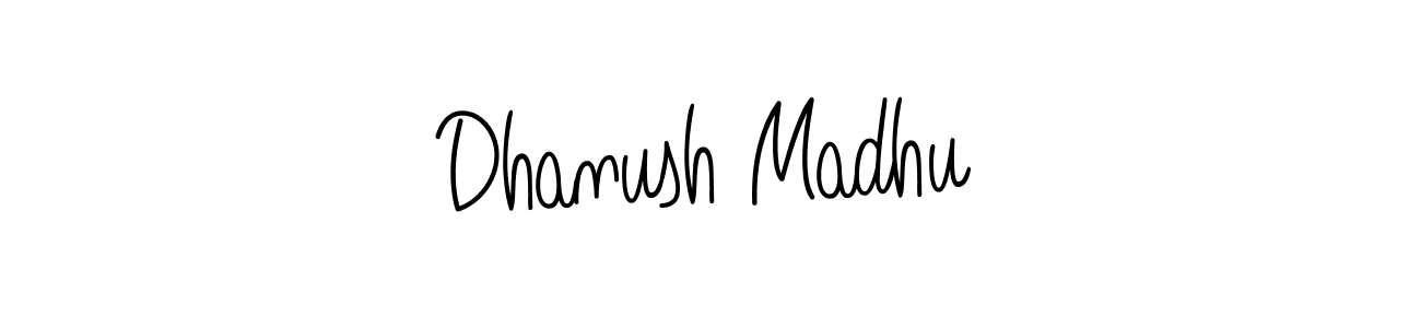 Use a signature maker to create a handwritten signature online. With this signature software, you can design (Angelique-Rose-font-FFP) your own signature for name Dhanush Madhu. Dhanush Madhu signature style 5 images and pictures png