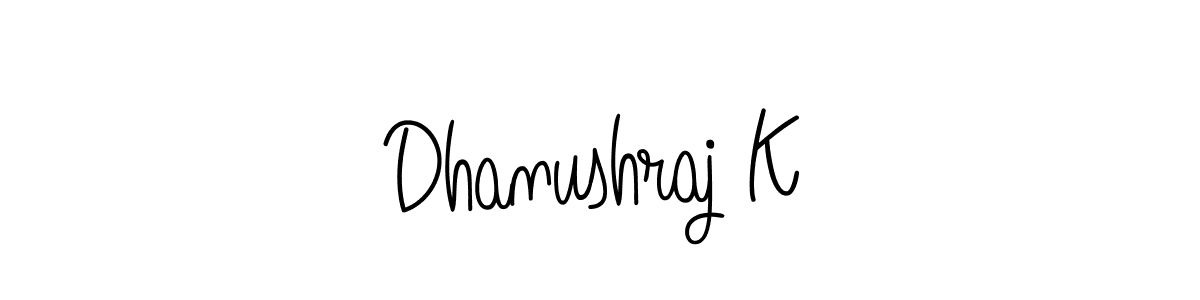 The best way (Angelique-Rose-font-FFP) to make a short signature is to pick only two or three words in your name. The name Dhanushraj K include a total of six letters. For converting this name. Dhanushraj K signature style 5 images and pictures png