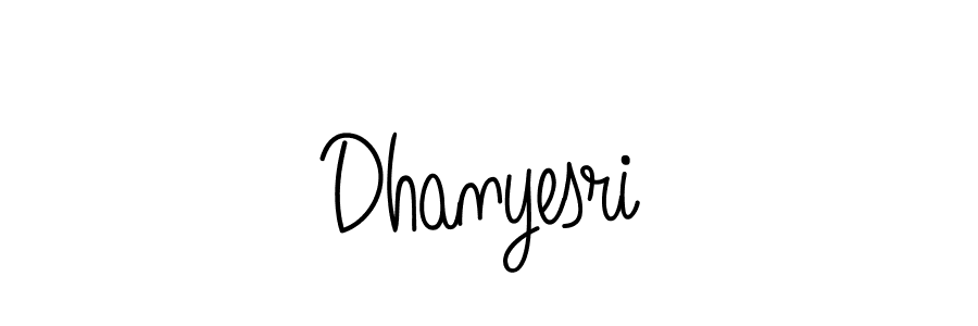 Make a beautiful signature design for name Dhanyesri. With this signature (Angelique-Rose-font-FFP) style, you can create a handwritten signature for free. Dhanyesri signature style 5 images and pictures png