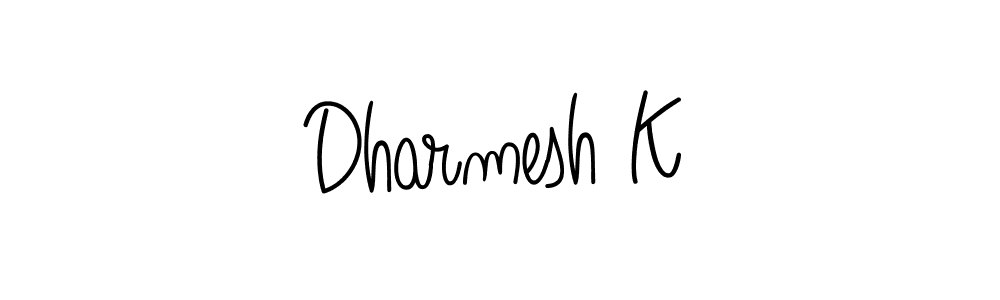 Design your own signature with our free online signature maker. With this signature software, you can create a handwritten (Angelique-Rose-font-FFP) signature for name Dharmesh K. Dharmesh K signature style 5 images and pictures png