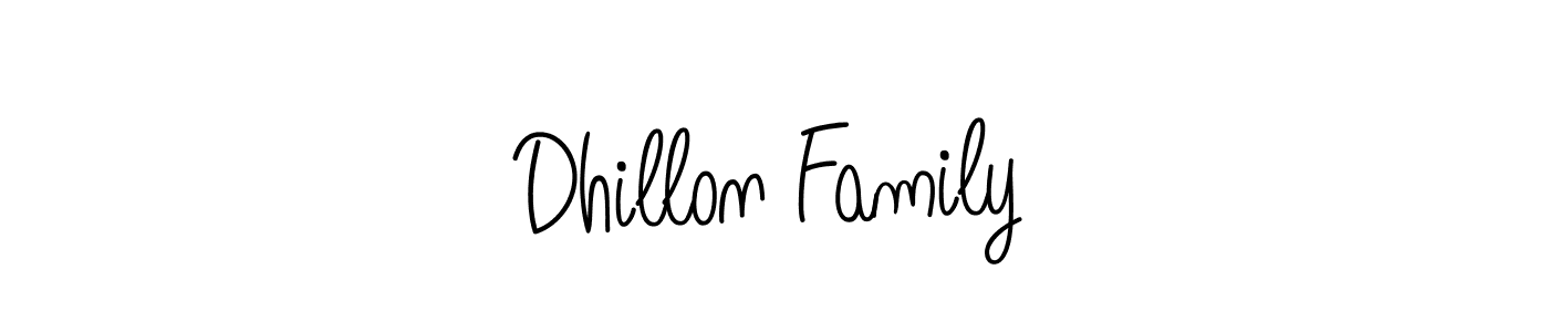 Dhillon Family stylish signature style. Best Handwritten Sign (Angelique-Rose-font-FFP) for my name. Handwritten Signature Collection Ideas for my name Dhillon Family. Dhillon Family signature style 5 images and pictures png